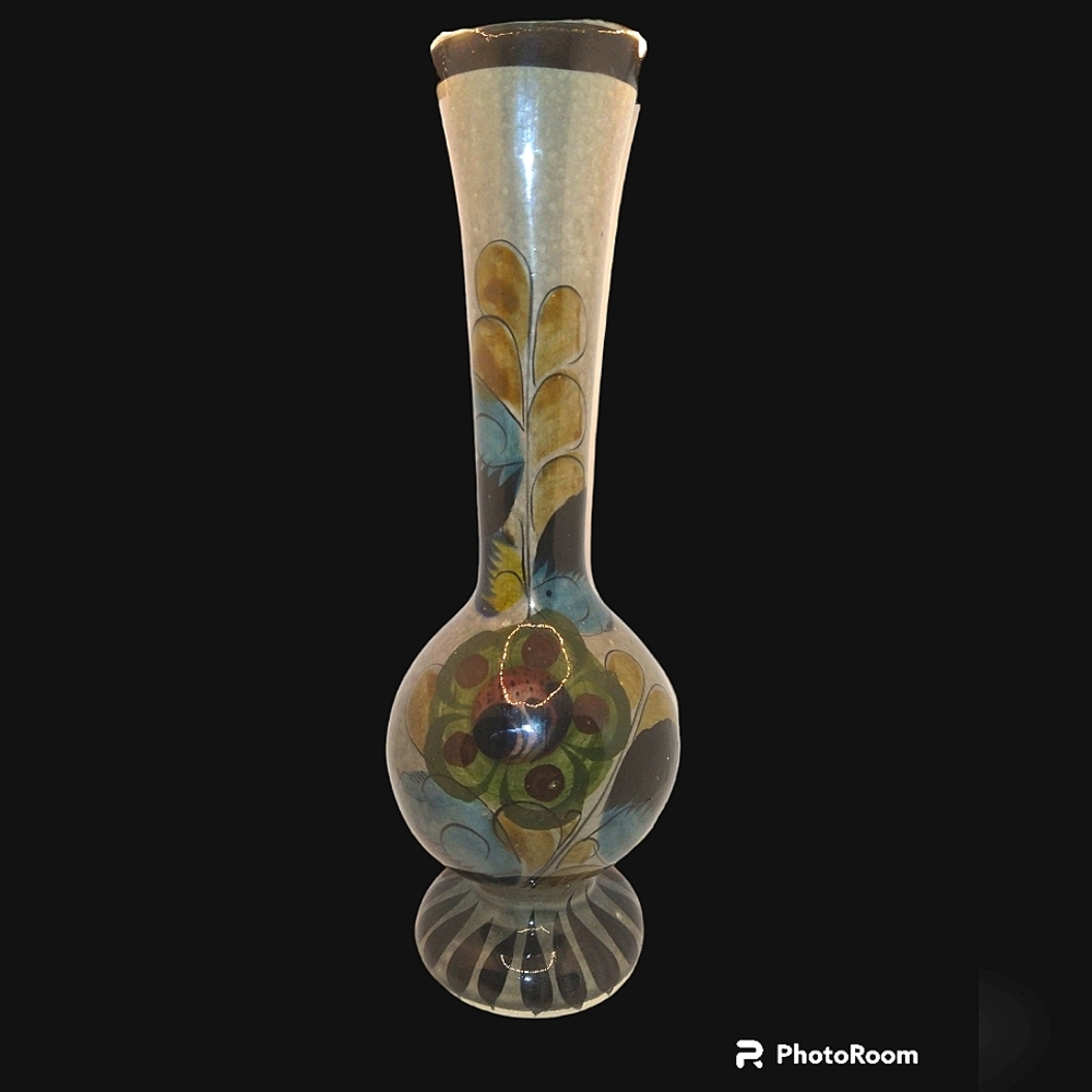 Tonala Hand painted Vase Mexico - Large/Tall